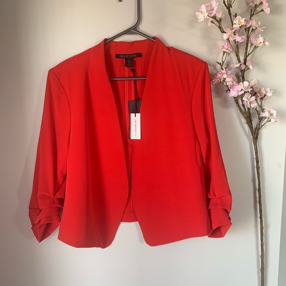 Belle Vere Tops - NWT / BELLE VERE / RED BLAZER JACKET SZ LARGE